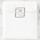 Sticker Carré 50e anniversaire du Mariage Floral (Sac)
