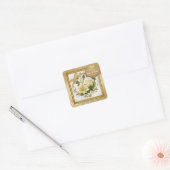 Sticker Carré 50e anniversaire du Mariage Floral Gold (Enveloppe)