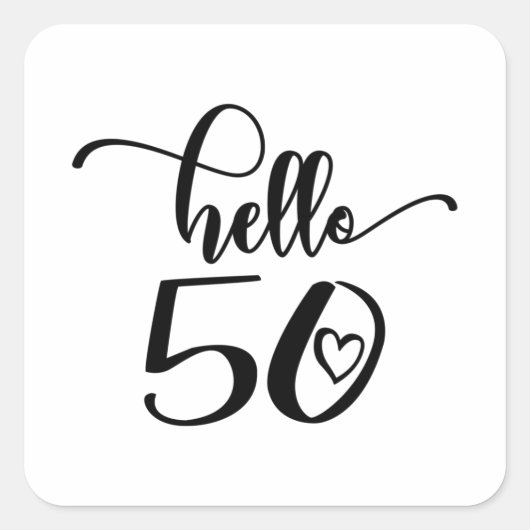 Sticker Carré 50e anniversaire femmes Bonjour 50 mignonne 50 ans (Devant)