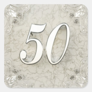 Sticker Carré 50e anniversaire ou anniversaire Regal Marbre d'ar