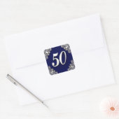 Sticker Carré 50e anniversaire ou anniversaire Regal Silver Blue (Enveloppe)