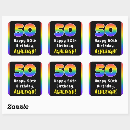 Sticker Carré 50e anniversaire : Rainbow Spectrum # 50, Nom pers (Feuille)