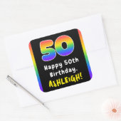 Sticker Carré 50e anniversaire : Rainbow Spectrum # 50, Nom pers (Enveloppe)