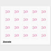 Sticker Carré 50e Anniversaire rose sur mesure Numéro d'âge Cinq (Feuille)