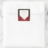 Sticker Carré 50e Anniversaire Rouge Or Floral (Sac)