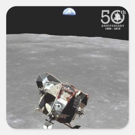 Sticker Carré 50e Anniversary, Apollo 11 Mission Moon Landing : (Devant)