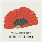Sticker Carré 50ème Flamenco Fan Anniversaire (Devant)