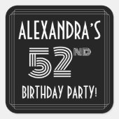 Sticker Carré 52e fête d'anniversaire : Art Déco Style & Nom per (Devant)