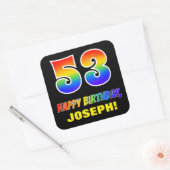 Sticker Carré 53e anniversaire : Bold, amusant, simple, arc-en-c (Enveloppe)