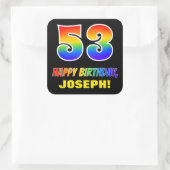 Sticker Carré 53e anniversaire : Bold, amusant, simple, arc-en-c (Sac)