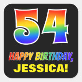 Sticker Carré 54e anniversaire : Bold, amusant, simple, arc-en-c (Devant)