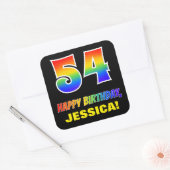 Sticker Carré 54e anniversaire : Bold, amusant, simple, arc-en-c (Enveloppe)