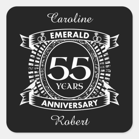 Sticker Carré 55e anniversaire du mariage émeraude crête (Devant)