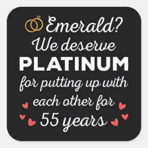 Sticker Carré 55e anniversaire du Mariage I - Emerald Funny Coup