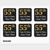 Sticker Carré 55e anniversaire - Elégant luxe Faux Gold Look # (Feuille)