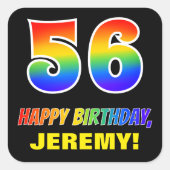 Sticker Carré 56e anniversaire : Bold, amusant, simple, arc-en-c (Devant)