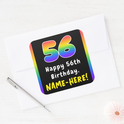 Sticker Carré 56e anniversaire : Rainbow Spectrum # 56, Nom pers (Enveloppe)