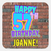 Sticker Carré 57e anniversaire - Amusant, Graffiti urbain inspir (Devant)