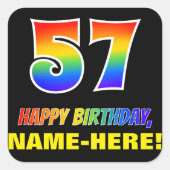 Sticker Carré 57e anniversaire : Bold, amusant, simple, arc-en-c (Devant)
