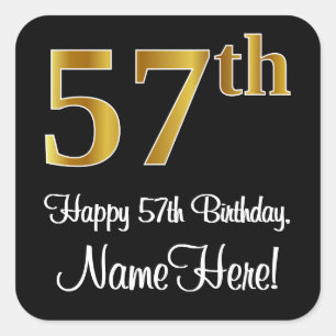 Sticker Carré 57e anniversaire - Elégant luxe Faux Gold Look #