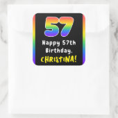 Sticker Carré 57e anniversaire : Rainbow Spectrum # 57, Nom pers (Sac)