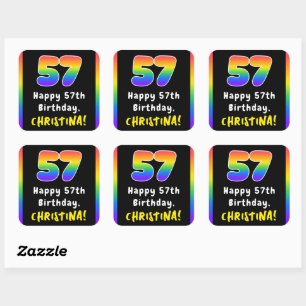 Sticker Carré 57e anniversaire : Rainbow Spectrum # 57, Nom pers