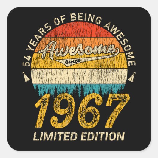 Sticker Carré 58 Ans 1967 Rétro Magnifique 58e anniversaire Cade (Devant)