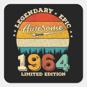 Sticker Carré 58 Ans Awesome depuis 1964 58e Anniversaire Cadeau