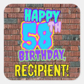 Sticker Carré 58e anniversaire - Amusant, Graffiti urbain inspir (Devant)