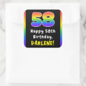 Sticker Carré 58e anniversaire : Rainbow Spectrum # 58, Nom pers (Sac)