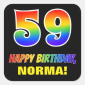 Sticker Carré 59e anniversaire : Bold, amusant, simple, arc-en-c (Devant)