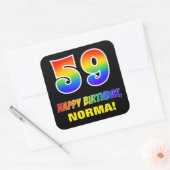 Sticker Carré 59e anniversaire : Bold, amusant, simple, arc-en-c (Enveloppe)