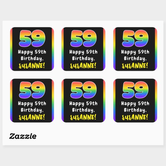 Sticker Carré 59e anniversaire : Rainbow Spectrum # 59, Nom pers (Feuille)