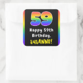 Sticker Carré 59e anniversaire : Rainbow Spectrum # 59, Nom pers (Sac)