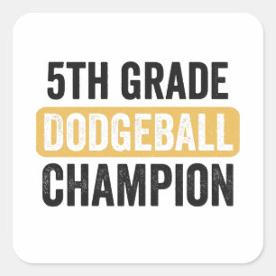 Sticker Carré 5e année DodgeBall Champion Sport Graduation Cadea