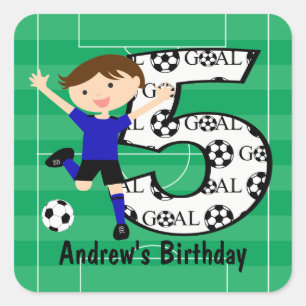 Sticker Carré 5e anniversaire du football noir et bleu But et no