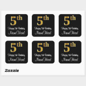 Sticker Carré 5e anniversaire - Elégant luxe Faux Gold Look # (Feuille)