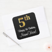 Sticker Carré 5e anniversaire - Elégant luxe Faux Gold Look # (Enveloppe)
