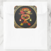 Sticker Carré [600] Dragons rouges et jaunes (Sac)