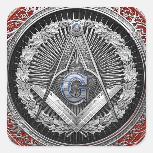Sticker Carré [600] Master Mason - Silver Square & Compass (Devant)
