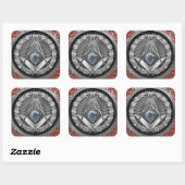 Sticker Carré [600] Master Mason - Silver Square & Compass (Feuille)