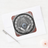 Sticker Carré [600] Master Mason - Silver Square & Compass (Enveloppe)