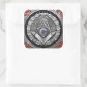 Sticker Carré [600] Master Mason - Silver Square & Compass (Sac)
