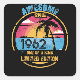 Sticker Carré 60 ans Awesome depuis 1962 60e anniversaire