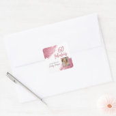 Sticker Carré 60 et fabuleux Parties scintillant rose photo 60e (Enveloppe)