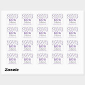 Sticker Carré 60 & Fabuleux Anniversaire Silver Purple Confetti (Feuille)