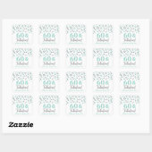 Sticker Carré 60 & Fabuleux Anniversaire Silver Turquoise Confet (Feuille)
