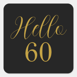 Sticker Carré 60e anniversaire Black Gold fête d'anniversaire