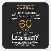 Sticker Carré 60e anniversaire Black Gold Legendary Retro (Devant)