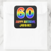 Sticker Carré 60e anniversaire : Bold, amusant, simple, arc-en-c (Sac)